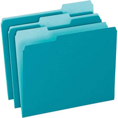 Pendaflex - 11-5/8 x 9-1/2", Letter Size, Teal, File Folders with Top Tab - 11 Point Stock, Assorted Tab Cut Location - All Tool & Supply