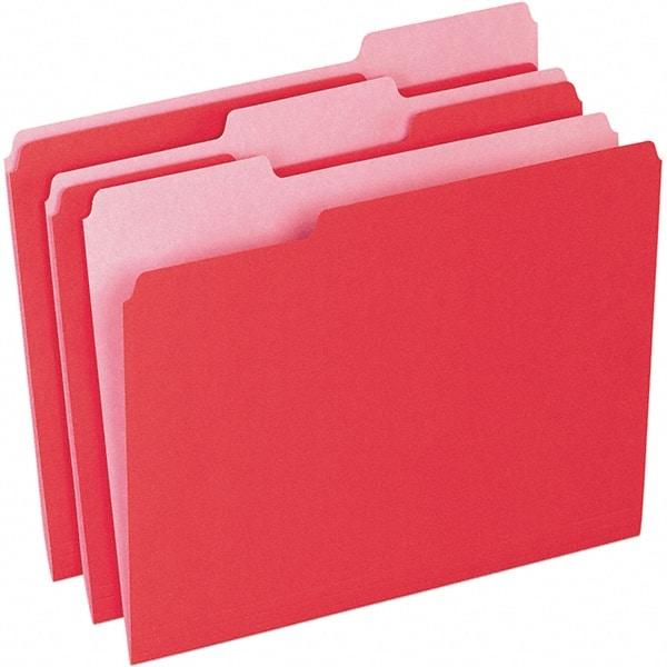 Pendaflex - 11-5/8 x 9-1/2", Letter Size, Red/Light Red, File Folders with Top Tab - 11 Point Stock, Assorted Tab Cut Location - All Tool & Supply