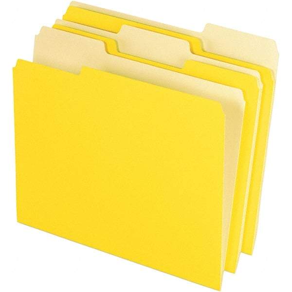 Pendaflex - 11-5/8 x 9-1/2", Letter Size, Yellow, File Folders with Top Tab - 11 Point Stock, Assorted Tab Cut Location - All Tool & Supply