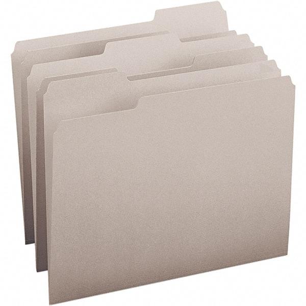 SMEAD - 11-5/8 x 9-1/2", Letter Size, Gray, File Folders with Top Tab - 11 Point Stock, Assorted Tab Cut Location - All Tool & Supply