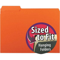 SMEAD - 11-5/8 x 9-3/16", Letter Size, Orange, File Folders with Top Tab - 11 Point Stock, Assorted Tab Cut Location - All Tool & Supply