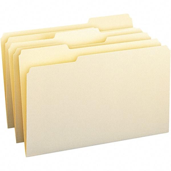 SMEAD - 14-3/4 x 9-1/2", Legal, Manila, File Folders with Top Tab - 11 Point Stock, Assorted Tab Cut Location - All Tool & Supply