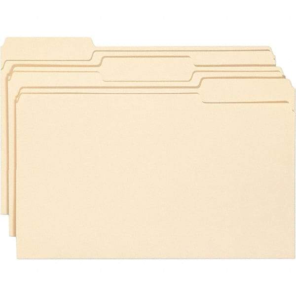 SMEAD - 14-3/4 x 9-1/2", Legal, Manila, File Folders with Top Tab - 11 Point Stock, Assorted Tab Cut Location - All Tool & Supply