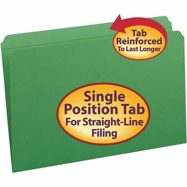 SMEAD - 14-3/4 x 9-1/2", Legal, Green, File Folders with Top Tab - 11 Point Stock, Straight Tab Cut Location - All Tool & Supply