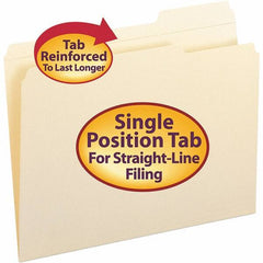 SMEAD - 11-5/8 x 9-1/2", Letter Size, Manila, File Folders with Top Tab - 11 Point Stock, Assorted Tab Cut Location - All Tool & Supply