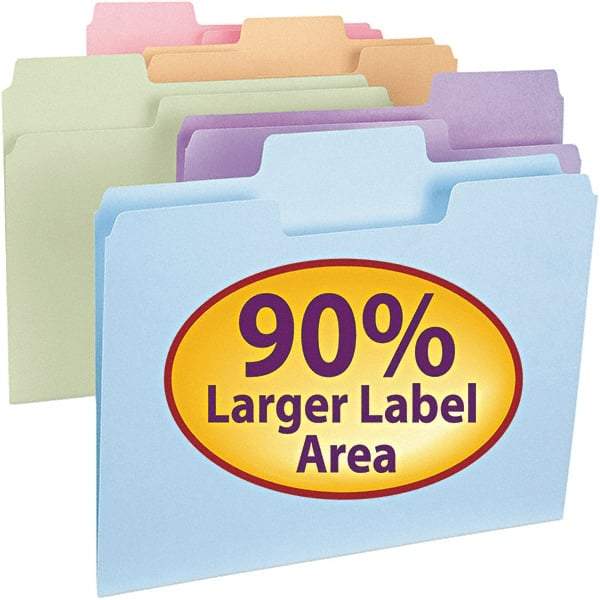 SMEAD - 11-5/8 x 9-1/2", Letter Size, Assorted Colors, File Folders with Top Tab - 11 Point Stock, Assorted Tab Cut Location - All Tool & Supply