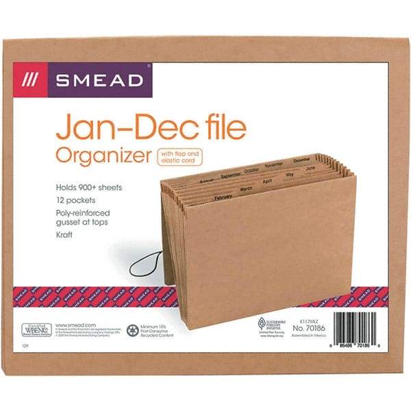 SMEAD - 12 x 10", Letter Size, Kraft, Expansion Folders - Assorted Tab Cut Location - All Tool & Supply