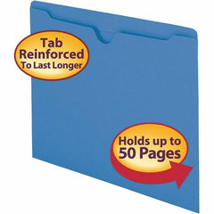 SMEAD - 11-3/4 x 9-1/2", Letter Size, Blue, File Folders with Top Tab - 11 Point Stock, Straight Tab Cut Location - All Tool & Supply