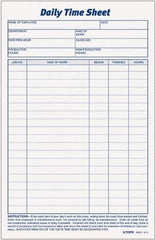 TOPS - 5-1/2" High x 8-1/2" Wide Daily Time & Job Sheets - Gray, White, Use with Manual Entries - All Tool & Supply