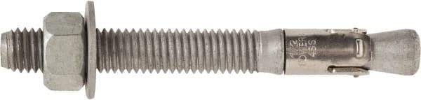 Powers Fasteners - 3/4" Diam, 3/4" Drill, 7" OAL, 1-1/2" Min Embedment Wedge Expansion Concrete Anchor - 1035 Carbon Steel, Hot Dipped Galvanized Finish, Hex Nut Head, Hex Drive, 4-5/8" Thread Length - All Tool & Supply