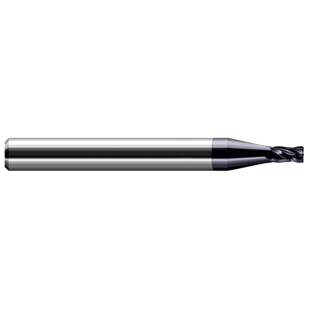 Corner Radius End Mill: 1/4″ Dia, 3/8″ LOC, 0.05″ Radius, 4 Flutes, Solid Carbide 2-1/2″ OAL, 1/4″ Shank Dia, 30 ° Helix, AlTiN Coated, Corner Radius End