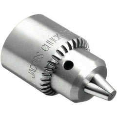 Jacobs - JT1, 1/32 to 1/4" Capacity, Tapered Mount Drill Chuck - Keyed, 1-1/8" Sleeve Diam, 1-35/64" Open Length - Exact Industrial Supply