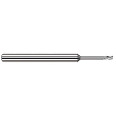 Corner Radius End Mill: 0.04″ Dia, 0.06″ LOC, 0.003″ Radius, 3 Flutes, Solid Carbide 2-1/2″ OAL, 1/8″ Shank Dia, 42 ° Helix, Bright/Uncoated, Corner Radius End