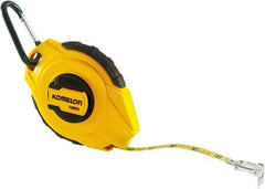 Komelon - 100' x 3/8" Yellow Steel Blade Tape Measure - 1/8" Graduation, Yellow/Black ABS Plastic Case - All Tool & Supply