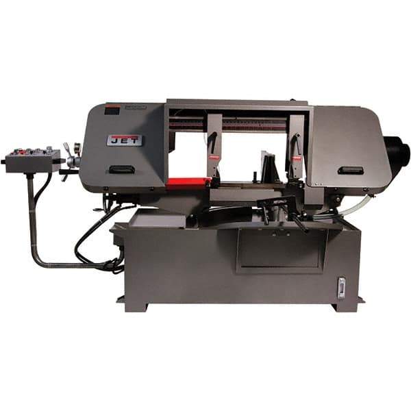 Jet - 19-1/4 x 4" Max Capacity, Semi-Automatic Variable Speed Pulley Horizontal Bandsaw - 90 to 370 SFPM Blade Speed, 230/460 Volts, 45 & 90°, 3 hp, 3 Phase - All Tool & Supply