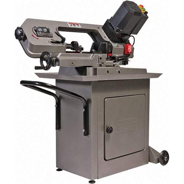 Jet - 5 x 6" Max Capacity, Manual Variable Speed Pulley Horizontal Bandsaw - 80 to 230 SFPM Blade Speed, 115 Volts, 45°, 1/2 hp, 3 Phase - All Tool & Supply