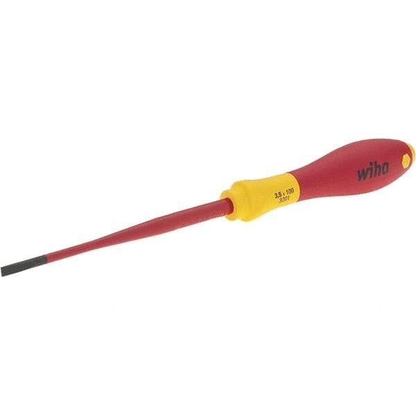 Wiha - 3.5mm Blade Width, Slotted Screwdriver - 100mm Blade Length, Impact & Chemical Resistant Handle - All Tool & Supply