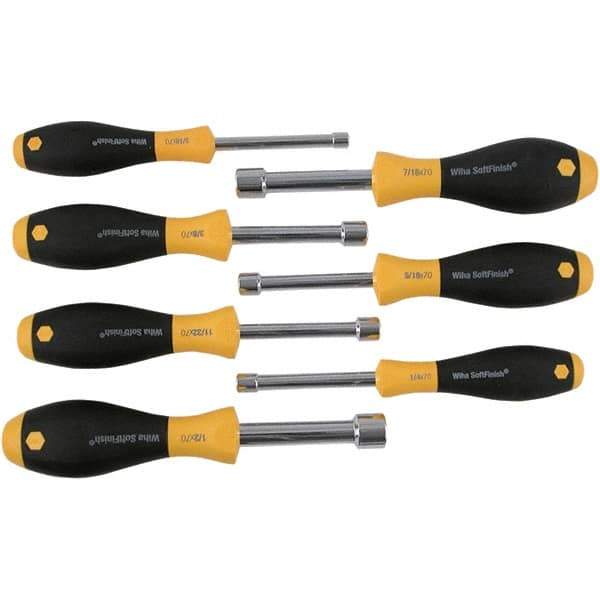 Wiha - 7 Piece, 3/16 to 1/2" Nut Driver Set - Hollow Shaft, Cushion Grip Handle - All Tool & Supply