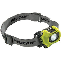 Pelican Products, Inc. - White LED Bulb, 118 Lumens, Hands-free Flashlight - Yellow Polycarbonate Body, 3 AAA Alkaline Batteries Included - All Tool & Supply