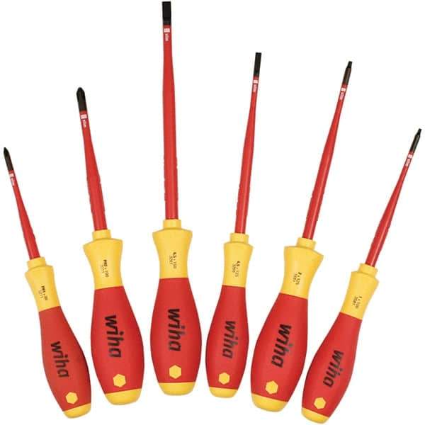 Wiha - 6 Piece Slotted, Phillips & Square Screwdriver Set - Bit Sizes: Philips #1 & #2, Comes in Box - All Tool & Supply