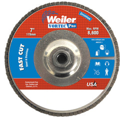 ‎7″ Vortec Pro Abrasive Flap Disc, Angled, Aluminum Backing, 36Z, 5/8″-11 UNC Nut - All Tool & Supply