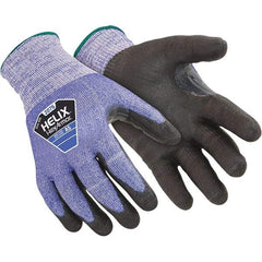 HexArmor - Size XS (6), ANSI Cut Lvl A5, Puncture Lvl 5, Abrasion Lvl 5, Polyurethane Coated Cut Resistant Gloves - Palm & Fingers Coated, Knit Wrist, Blue/Black, Paired - All Tool & Supply