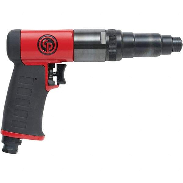 Chicago Pneumatic - 1/4" Bit Holder, 800 RPM, Pistol Grip Handle Air Screwdriver - 7.4 to 14.8 Ft/Lb Torque, 1/4" Inlet, 28.4 CFM - All Tool & Supply