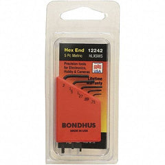 Bondhus - 5 Piece, L-Key Hex Key Set - 0.71 to 2mm Range, Protanium Steel - All Tool & Supply