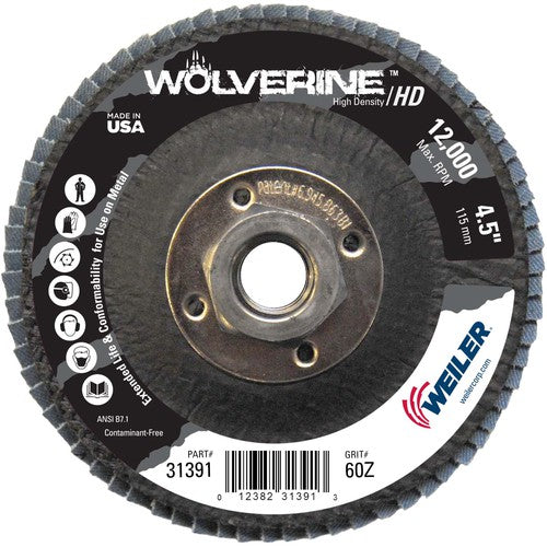 4-1/2″ Vortec Pro High Density Abrasive Flap Disc, Flat, Phenolic Backing, 60Z, 5/8″-11 UNC Nut - All Tool & Supply