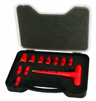 Insulated 1/4" Inch T-Handle Socket Set Includes Socket Sizes: 3/16; 7/32; 1/4; 9/32; 5/16; 11/32; 3/8; 7/16; 1/2; 9/16 and T Handle In Storage Box. 11 Pieces - All Tool & Supply