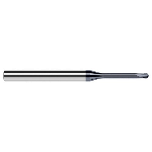 ‎1/16″ Dia. × 1/4″ Shank × 0.05″ DOC × 2-1/2″ OAL, Carbide AlTiN, 2 Flute, Ballnose End Mill - Exact Industrial Supply