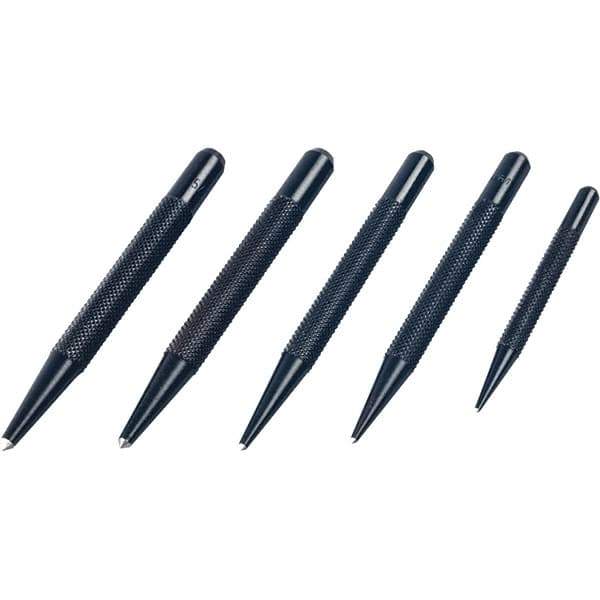 Mitutoyo - 5 Piece, 1/16 to 5/32", Pin Punch Set - Round Shank, Comes in Plastic Sleeve - All Tool & Supply