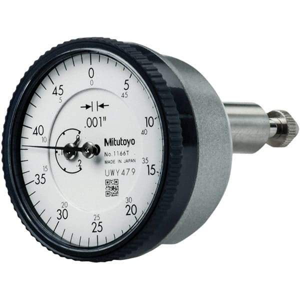 Mitutoyo - 0.2" Range, 0-50 Dial Reading, 0.001" Graduation Dial Drop Indicator - 40mm Dial, 1/2" Range per Revolution, 0.001" Accuracy, Revolution Counter - All Tool & Supply