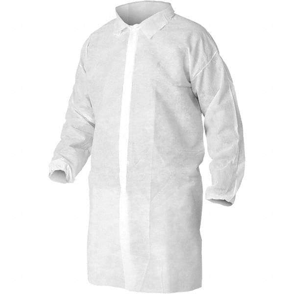 KleenGuard - 3XL, White Lab Coat - SMMMS Material, Snap Front, Elastic Cuffs - All Tool & Supply