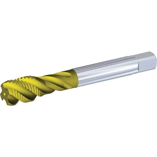 Kennametal - 3/8-19 G G Internal Thread Taper Thread Forming Tap - Solid Carbide, TiN Finish, 100mm OAL, 15mm Thread Length, Right Hand Thread, Series T857 - All Tool & Supply