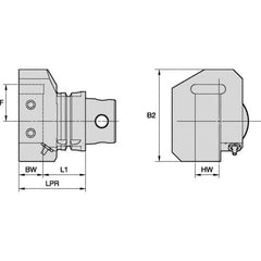 Kennametal - Left Hand Cut, KM4X63 Modular Connection, Square Shank Lathe Modular Clamping Unit - 31.95mm Square Shank Length, 63mm Square Shank Diam, 101.95mm OAL, Through Coolant, Series KM4X63 - Exact Industrial Supply