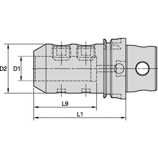 Kennametal - KM4X63 Modular Connection 3/4" Hole End Mill Holder/Adapter - 1-3/4" Nose Diam, 3-3/4" Projection, Through Coolant - Exact Industrial Supply