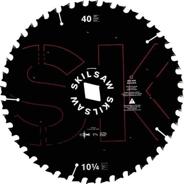 Skilsaw - 10-1/4" Diam, 1" Arbor Hole Diam, 40 Tooth Wet & Dry Cut Saw Blade - Cermet-Tipped, Cutoff Action, Diamond Arbor - All Tool & Supply