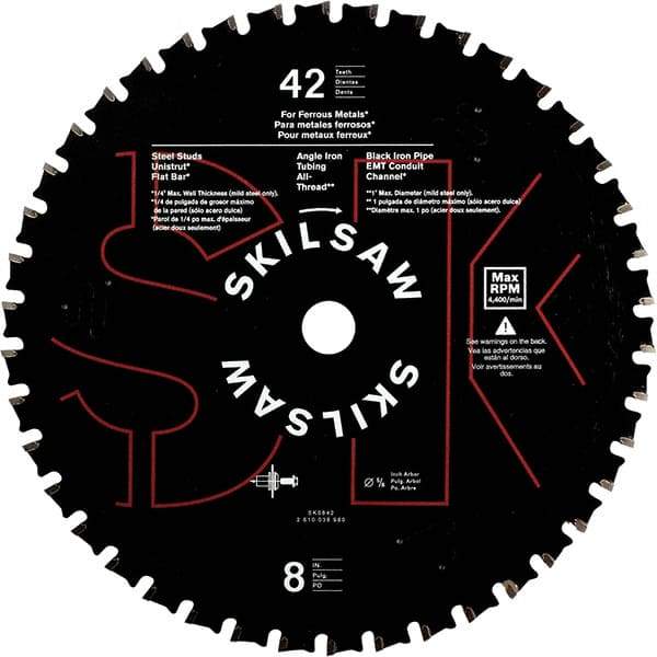 Skilsaw - 8" Diam, 5/8" Arbor Hole Diam, 42 Tooth Wet & Dry Cut Saw Blade - Carbide-Tipped, Cutoff Action, Standard Round Arbor - All Tool & Supply