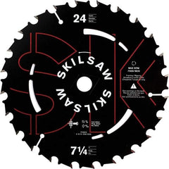 Skilsaw - 7-1/4" Diam, 5/8" Arbor Hole Diam, 24 Tooth Wet & Dry Cut Saw Blade - Carbide-Tipped, Cutoff Action, Diamond Arbor - All Tool & Supply