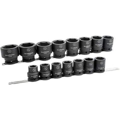 GearWrench - 15 Piece 3/4" Drive Black Finish Impact Socket Set - 6 Points, 3/4" to 1-5/8" Range, Inch Measurement Standard - All Tool & Supply