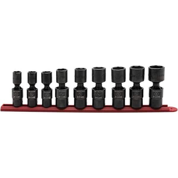 GearWrench - 9 Piece 1/2" Drive Black Finish Impact Socket Set - 6 Points, 1/2" to 1" Range, Inch Measurement Standard - All Tool & Supply