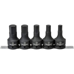 GearWrench - 5 Piece 3/4" Drive Impact Hex Bit Socket Set - 14 to 24mm Hex, Comes in Rail - All Tool & Supply