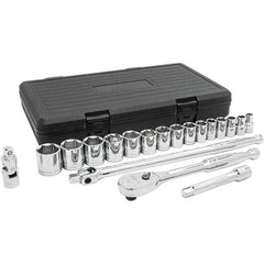 GearWrench - 19 Piece 1/2" Drive Chrome Finish Socket Set - 6 Points, 3/8" to 1-1/4" Range, Inch Measurement Standard - All Tool & Supply