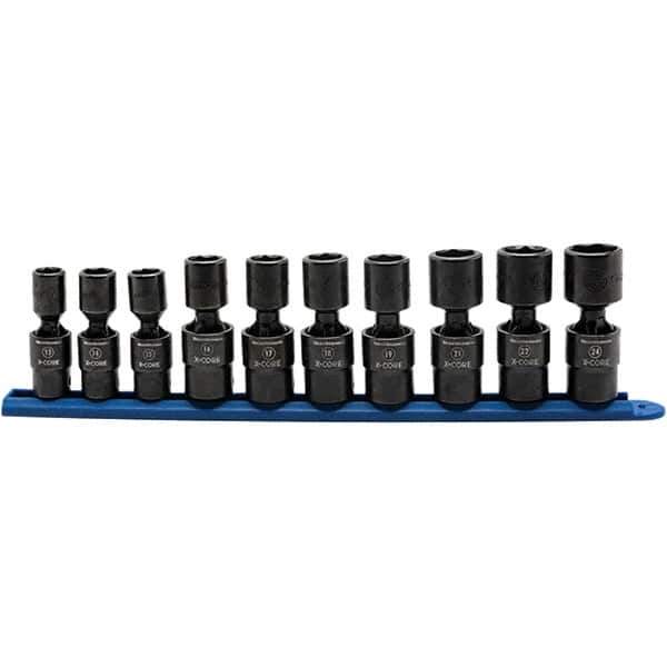 GearWrench - 10 Piece 1/2" Drive Black Finish Impact Socket Set - 6 Points, 13mm to 24mm Range, Metric Measurement Standard - All Tool & Supply