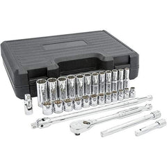 GearWrench - 29 Piece 3/8" Drive Chrome Finish Deep Well Socket Set - 12 Points, 8mm to 19mm Range, Inch/Metric Measurement Standard - All Tool & Supply