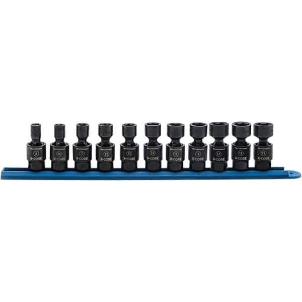 GearWrench - 11 Piece 3/8" Drive Black Finish Impact Socket Set - 6 Points, 8mm to 19mm Range, Metric Measurement Standard - All Tool & Supply