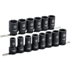 GearWrench - 14 Piece 3/4" Drive Black Finish Deep Well Impact Socket Set - 6 Points, 19mm to 41mm Range, Metric Measurement Standard - All Tool & Supply