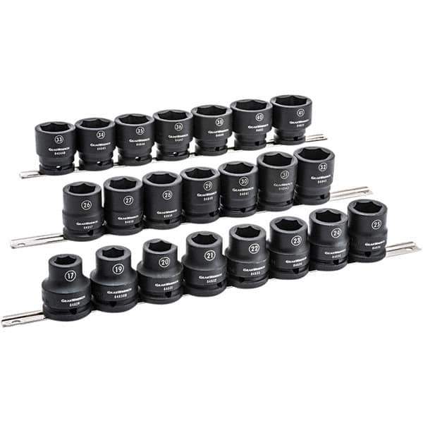 GearWrench - 22 Piece 3/4" Drive Black Finish Impact Socket Set - 6 Points, 17mm to 41mm Range, Metric Measurement Standard - All Tool & Supply