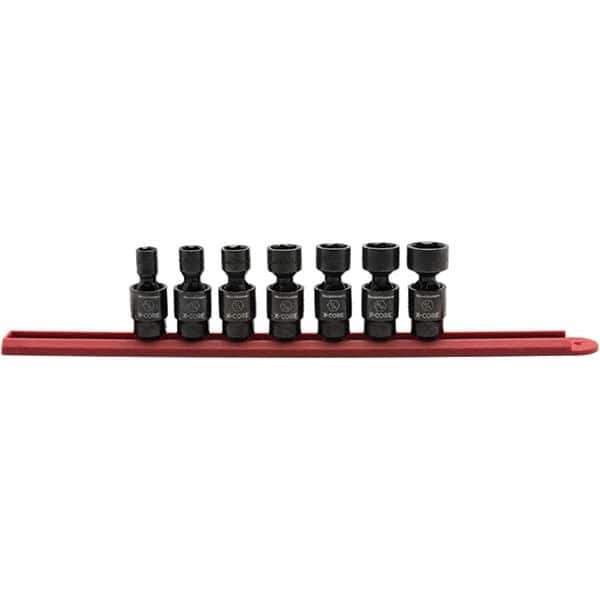 GearWrench - 7 Piece 3/8" Drive Black Finish Impact Socket Set - 6 Points, 3/8" to 3/4" Range, Inch Measurement Standard - All Tool & Supply